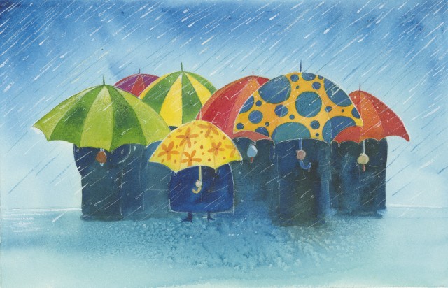 Group of people holding umbrellas
